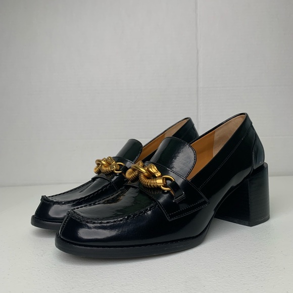 Tory Burch Jessa Black 90s Chunky Style Horse Bit Equestrian Loafer Pumps SZ 8 - Picture 2 of 11
